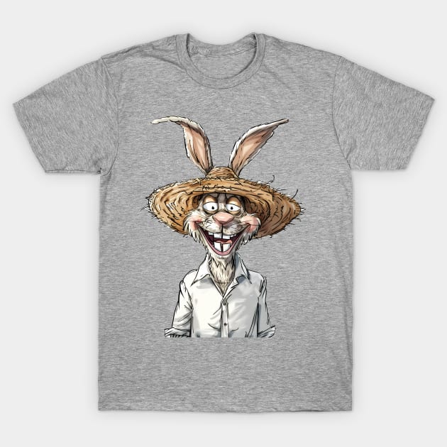 Easter Bunny Straw Hat T-Shirt by JunkyDotCom